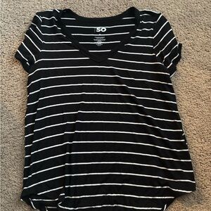 SO Women's Short Sleeve Black and White Tee